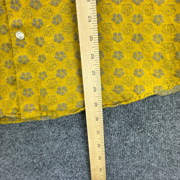 Baird McNutt Murano Shirt Mens Extra Large Linen‎ Blend Button Up Mustard Yellow - Picture 12 of 14